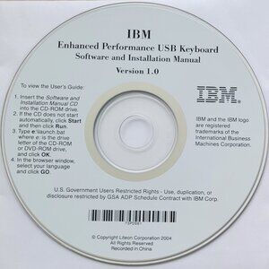 Vintage - IBM Enhanced Performance USB Keyboard Software & Manual, 2004